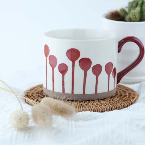 Handmade Floral Ceramic Coffee Mug, 15oz, Office/Home