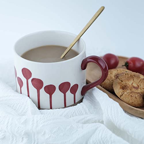 Handmade Floral Ceramic Coffee Mug, 15oz, Office/Home