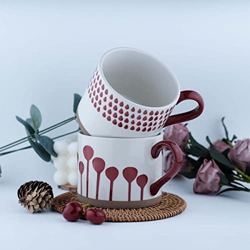 Handmade Floral Ceramic Coffee Mug, 15oz, Office/Home