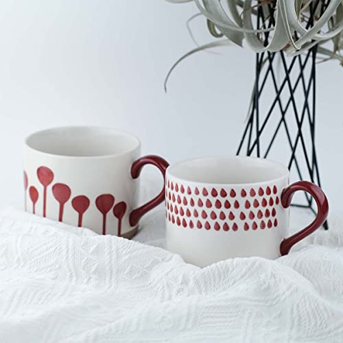 Handmade Floral Ceramic Coffee Mug, 15oz, Office/Home