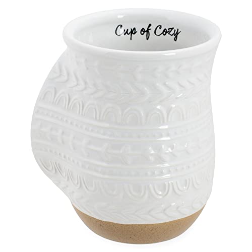 Elanze Designs Cozy Nordic Knit Ceramic Coffee Mug Set