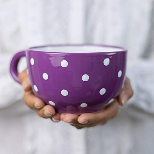 Handmade Ceramic Designer Purple Polka Dot 17.5oz Coffee Mug
