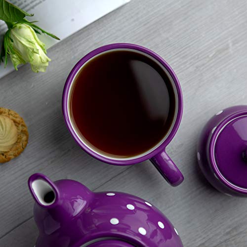 Handmade Ceramic Designer Purple Polka Dot 17.5oz Coffee Mug