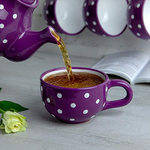 Handmade Ceramic Designer Purple Polka Dot 17.5oz Coffee Mug