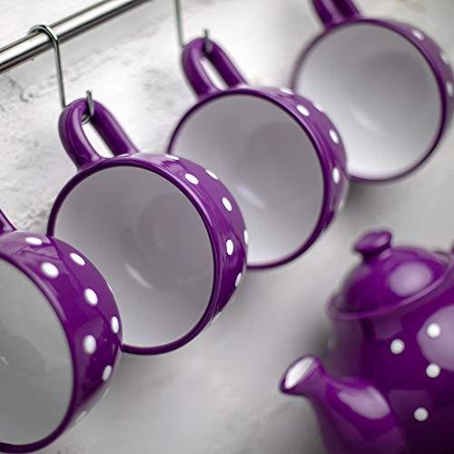 Handmade Ceramic Designer Purple Polka Dot 17.5oz Coffee Mug