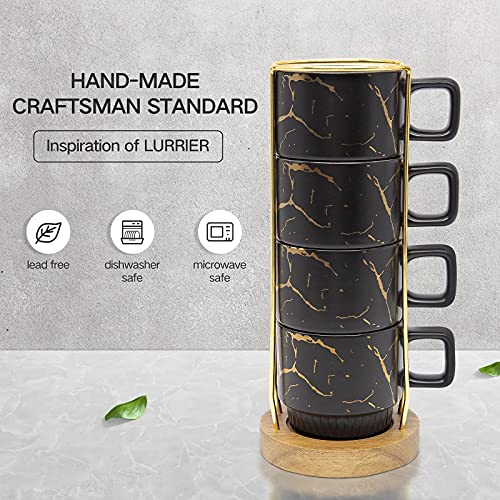 LURRIER Marble Pattern Porcelain Coffee Mug Set, 10oz