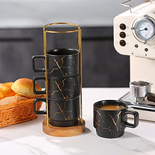 LURRIER Marble Pattern Porcelain Coffee Mug Set, 10oz