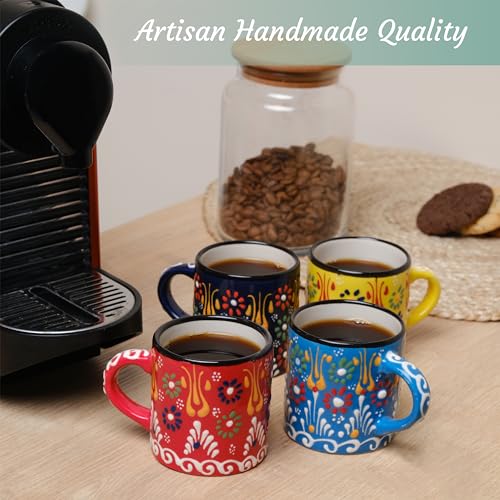 Handmade Ceramic Espresso Cups Set, Multicolor, 5 oz