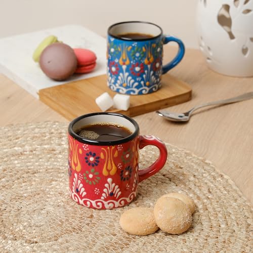 Handmade Ceramic Espresso Cups Set, Multicolor, 5 oz