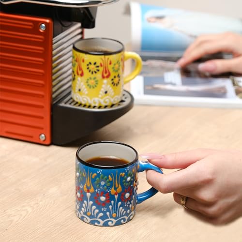 Handmade Ceramic Espresso Cups Set, Multicolor, 5 oz