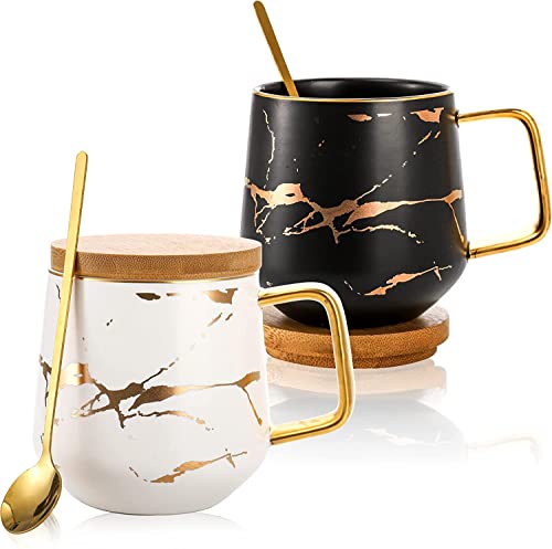 Kintsugi Style Ceramic Coffee Mugs- Set of 2