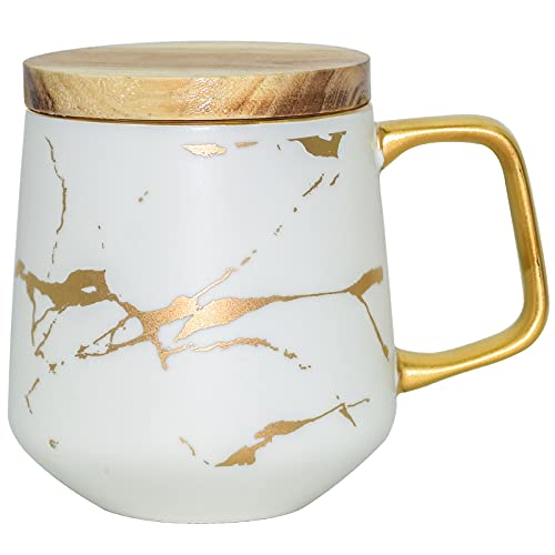Gold Inlay Marble Pattern Ceramic Coffee Mug 14.5oz