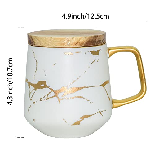 Gold Inlay Marble Pattern Ceramic Coffee Mug 14.5oz