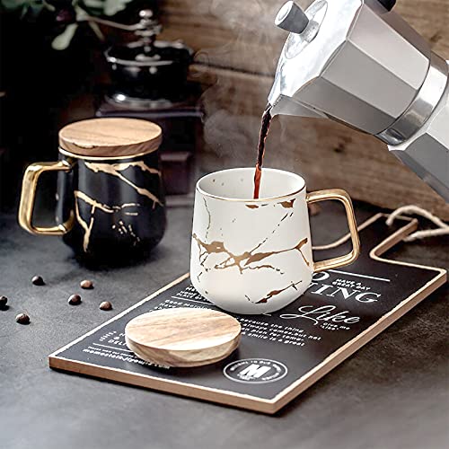 Gold Inlay Marble Pattern Ceramic Coffee Mug 14.5oz