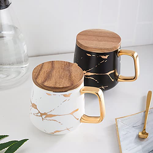 Gold Inlay Marble Pattern Ceramic Coffee Mug 14.5oz