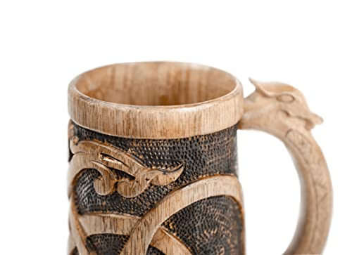 NORSE EMPIRE 16oz Premium Wooden Beer Mug Viking Medieval Gift Sack