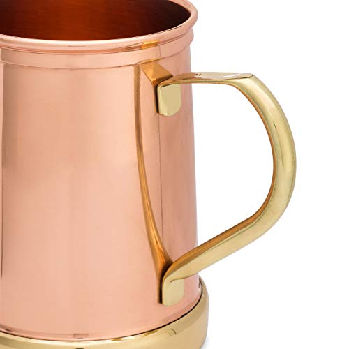 Handcrafted Copper Mug with Solid Brass Base - 18oz