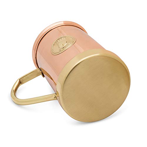 Handcrafted Copper Mug with Solid Brass Base - 18oz