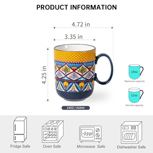 Bohemian Style Coffee Mugs Set of 6