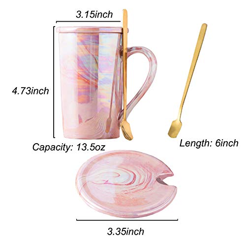 Marble Coffee Mug Set with Gold Spoon & Lid