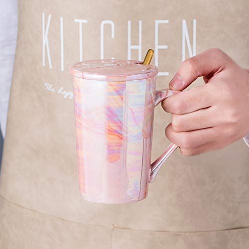 Marble Coffee Mug Set with Gold Spoon & Lid