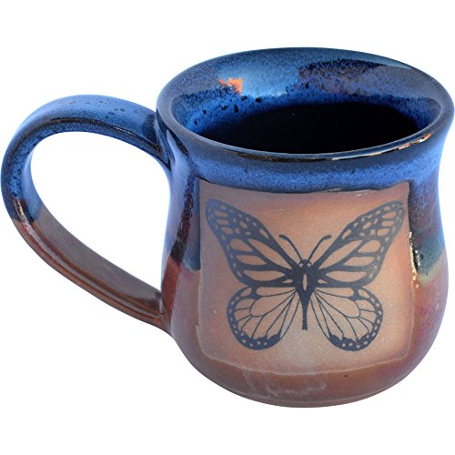 Handmade Butterfly Ceramic Mug in Azulscape Glaze