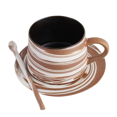 Handcrafted 13oz Cappuccino Cup Set with Saucer & Scoop