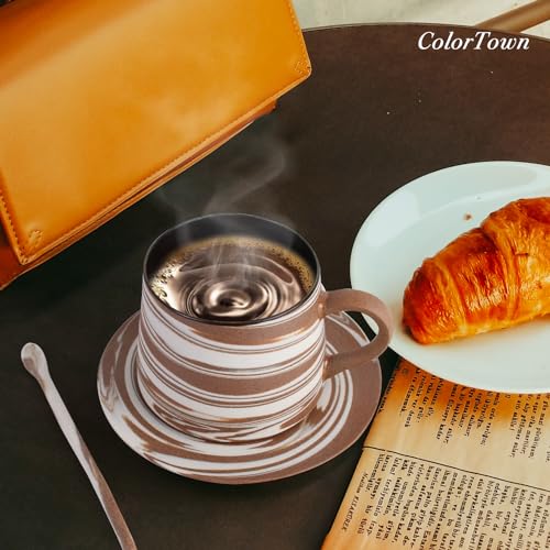 Handcrafted 13oz Cappuccino Cup Set with Saucer & Scoop