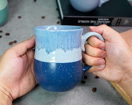 Handmade 20 oz Ceramic Coffee Mug, Large Handle