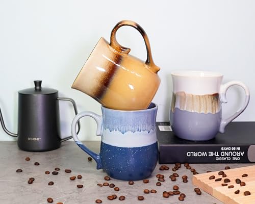 Handmade 20 oz Ceramic Coffee Mug, Large Handle