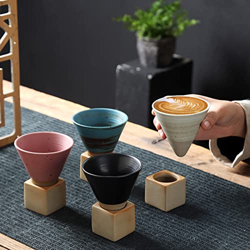 Handcrafted Triangular Cone Espresso Cups Set - 6oz