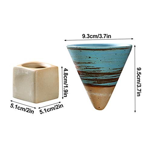 Handcrafted Triangular Cone Espresso Cups Set - 6oz