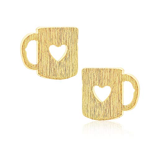 Gold Heart Coffee Mug Earrings by Spinningdaisy