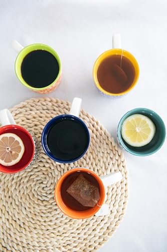 Set of 6 Modern Colorful Porcelain Coffee Mugs