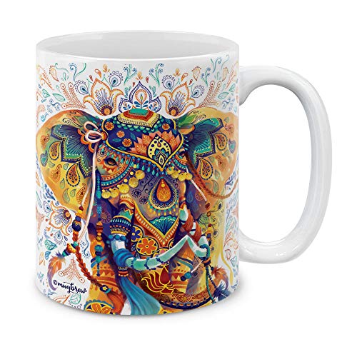 Elephant Watercolor Ceramic Coffee Mug, 11 OZ