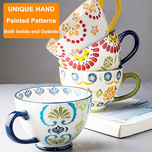 Set of 4 Black Ceramic Coffee Mugs, 15 oz