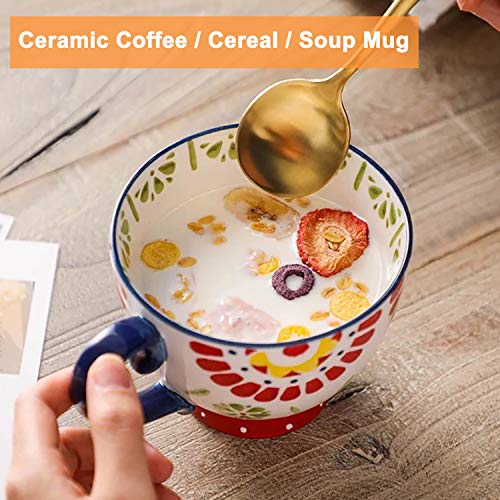 Set of 4 Black Ceramic Coffee Mugs, 15 oz