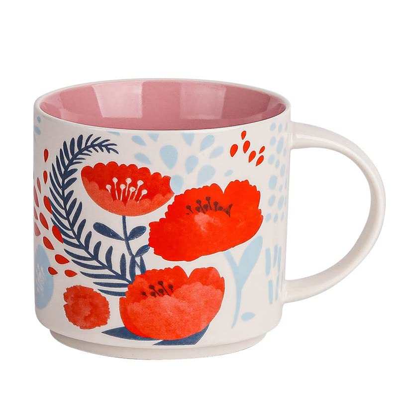 Hand Painted Ceramic Coffee Mug, Vintage Floral Design