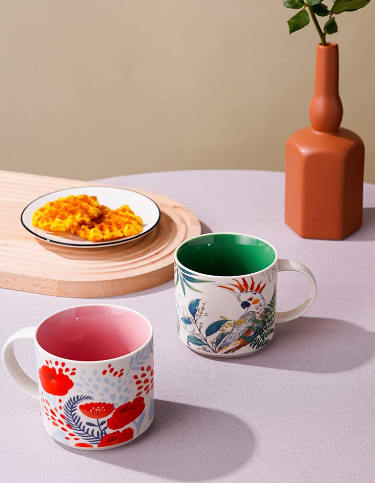 Hand Painted Ceramic Coffee Mug, Vintage Floral Design