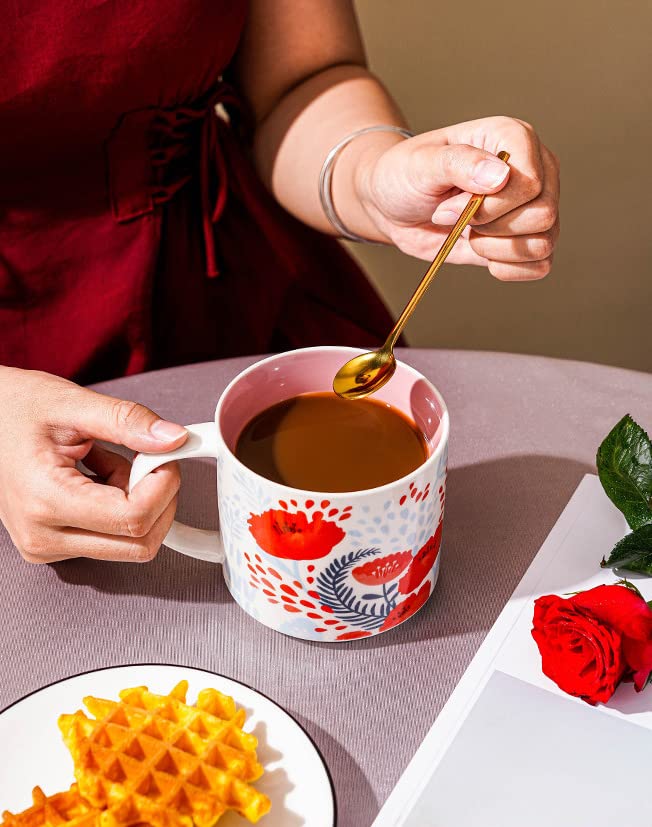Hand Painted Ceramic Coffee Mug, Vintage Floral Design