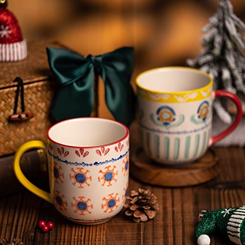 Hand-painted Bohemian 14.5-oz Ceramic Coffee Mug Set