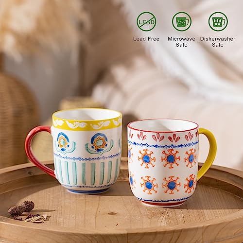 Hand-painted Bohemian 14.5-oz Ceramic Coffee Mug Set