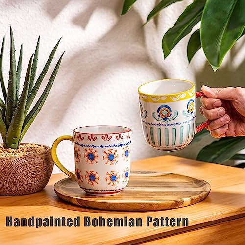 Hand-painted Bohemian 14.5-oz Ceramic Coffee Mug Set