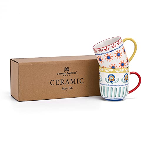 Hand-painted Bohemian 14.5-oz Ceramic Coffee Mug Set