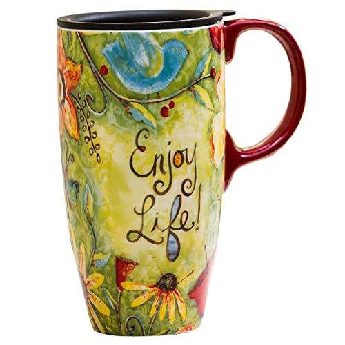 CEDAR HOME Ceramic Latte Mug with Lid 17oz