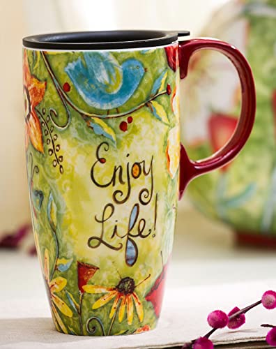 CEDAR HOME Ceramic Latte Mug with Lid 17oz