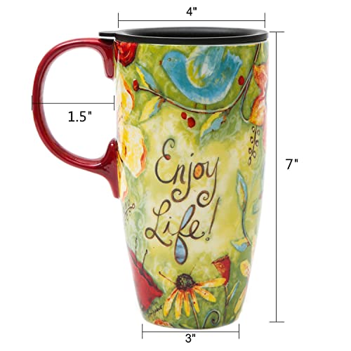 CEDAR HOME Ceramic Latte Mug with Lid 17oz