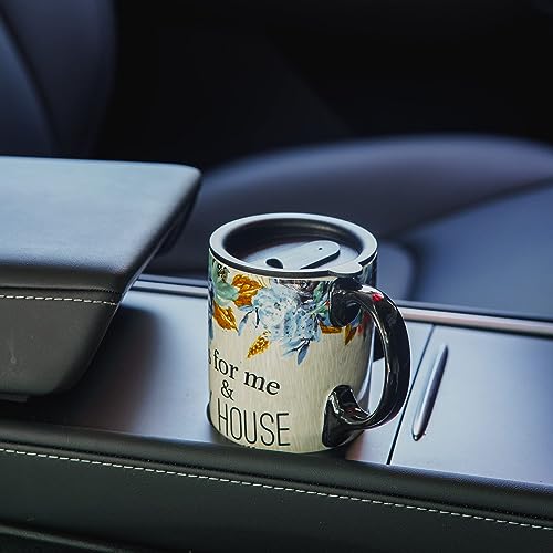 Topadorn Ceramic Latte Mug with Lid, 17oz