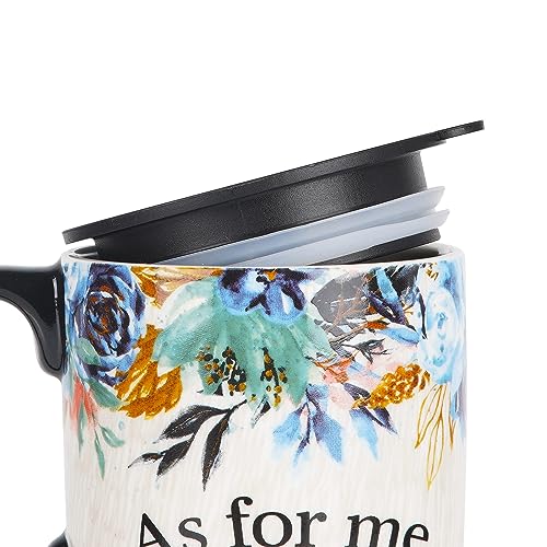 Topadorn Ceramic Latte Mug with Lid, 17oz