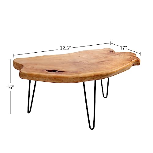 Rustic Cedar Wood Coffee Table with Hairpin Legs